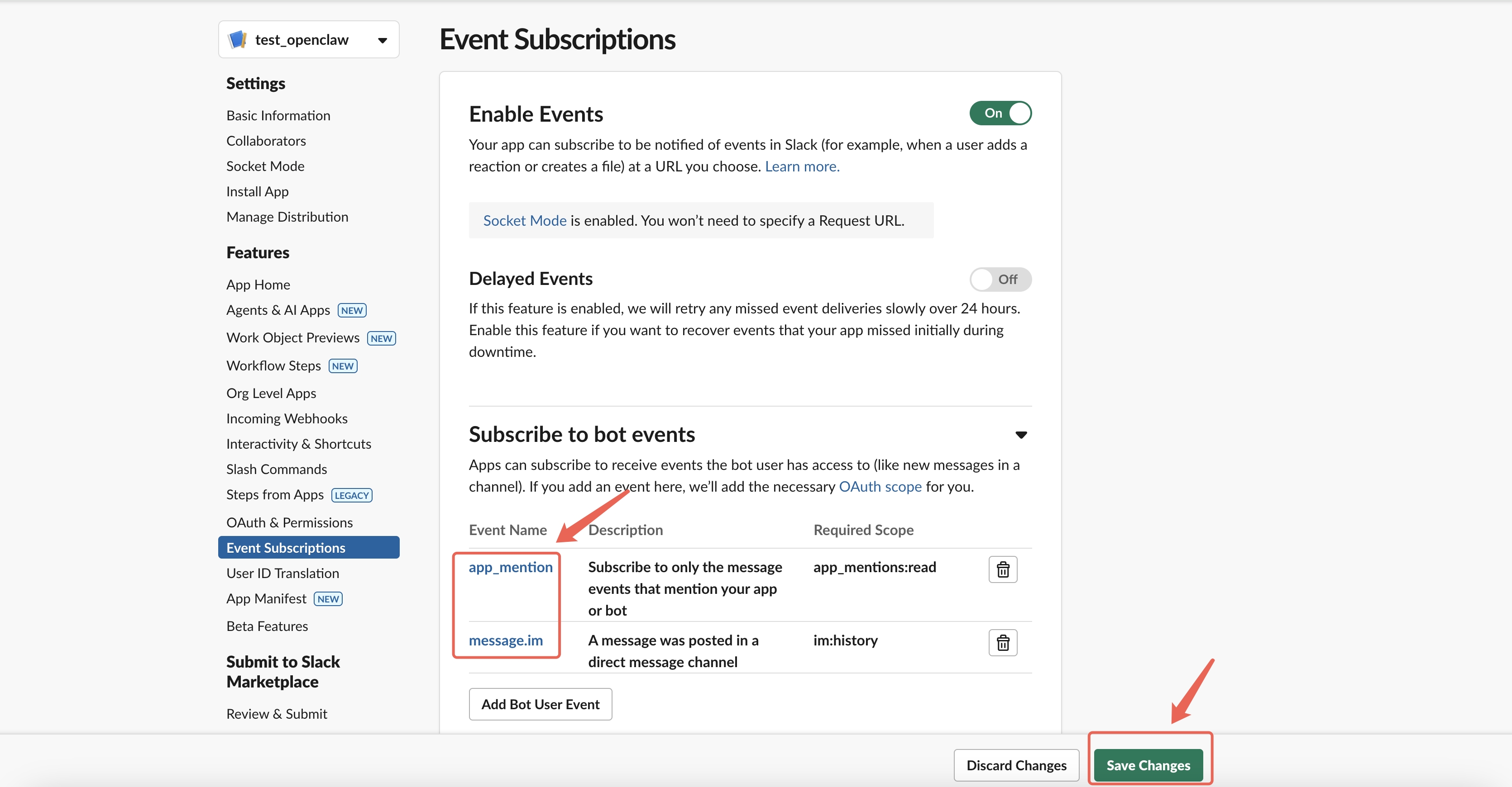 Enable Event Subscriptions